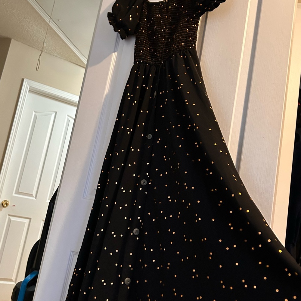 Elegant Black and Gold Kids Dress